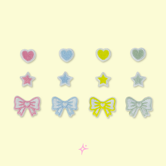 Dainty Heart, Star & Ribbon Patches