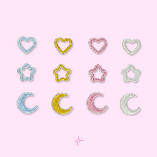 Minimal Heart, Star & Crescent Moon Patches